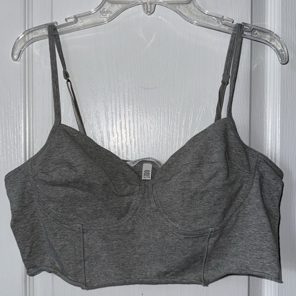 Victoria’s Secret Gray Crop Top Bralette Style Stretch Cami Size XL